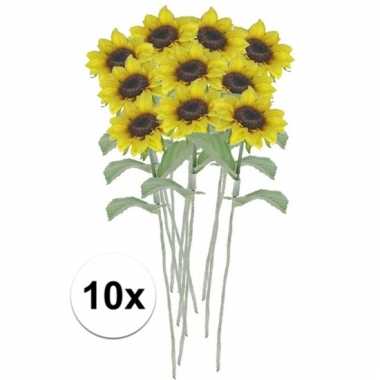 10 x kunstbloemen steelbloem gele zonnebloem 38 cm prijs