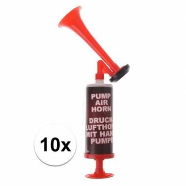 10x voetbal toeters met handpomp 24 cm prijs