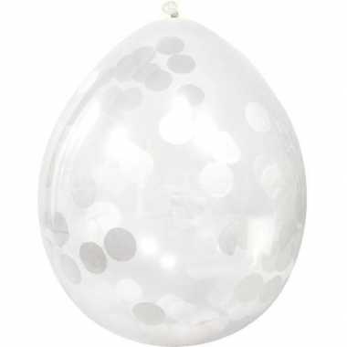 12x transparante ballon witte confettisnippers 30 cm prijs