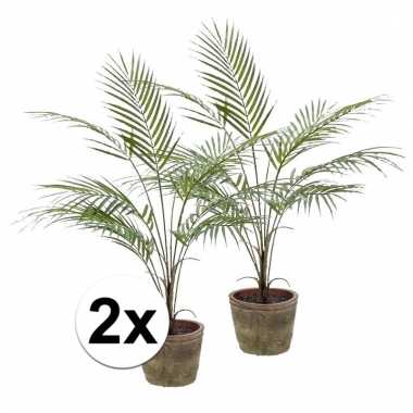 2x groene kunstplant palm plant in pot prijs