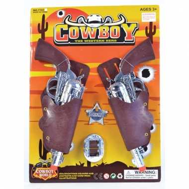 2x verkleed sheriff/cowboy wapen zilver met holster 22 cm prijs