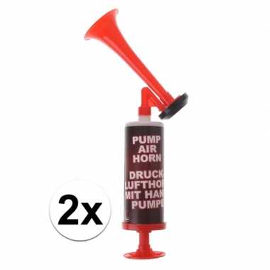 2x voetbal toeters met handpomp 24 cm prijs