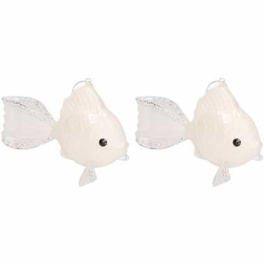 2x witte vis kerstornamenten kersthangers 8 cm prijs