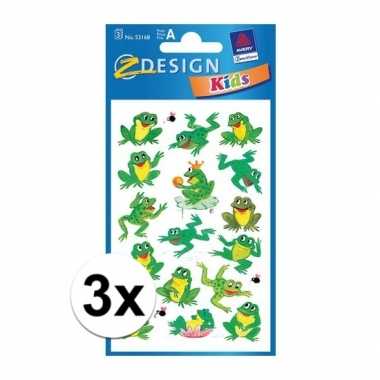3x groene kikker stickertjes 3 vellen prijs