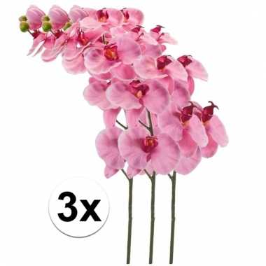 3x kunstbloemen tak roze orchidee 100 cm prijs