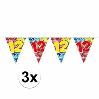 3x mini vlaggetjeslijn slingers verjaardag versiering 12 jaar prijs