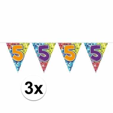 3x mini vlaggetjeslijn slingers verjaardag versiering 5 jaar prijs