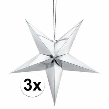 3x zilveren sterren kerstdecoratie/ kerstster 70 cm prijs