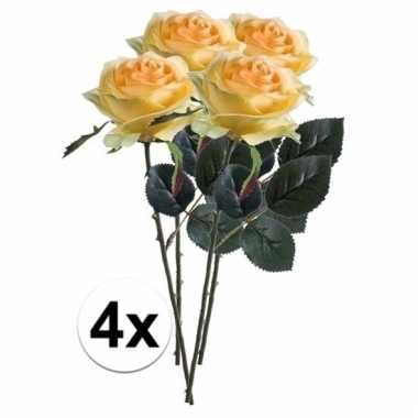 4 x kunstbloemen steelbloem geel roos simone 45 cm prijs