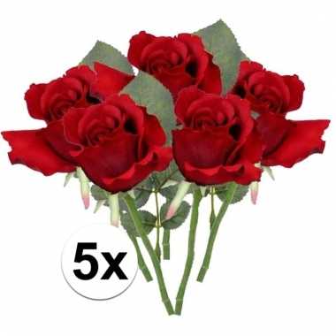 5 x kunstbloemen steelbloem rode roos 30 cm prijs