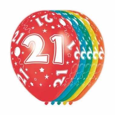 5x gekleurde 21 jaar ballonnen 30 cm prijs