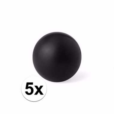 5x zwart stressballetje 6 cm prijs