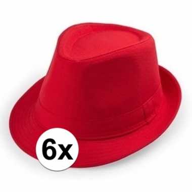 6x rood hoedje trilby model voor volwassenen prijs