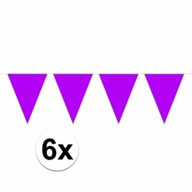 6x vlaggenlijnen paars kleurig 10 m prijs