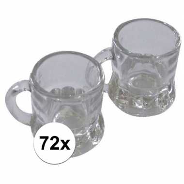 72x shotglas bierpul met handvat 4 cm prijs