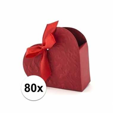 80 bruiloft bedankjes doosjes rood hartje prijs