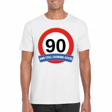 90 jaar verkeersbord t-shirt wit heren prijs