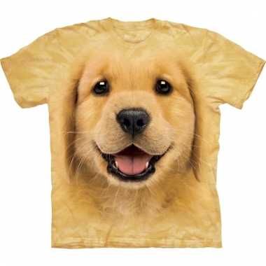 All-over print t-shirt met golden retriever pup hond prijs