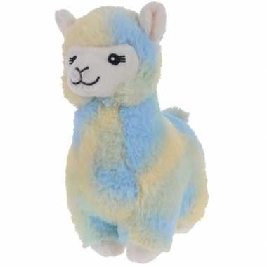 Blauw/gele alpaca/lama knuffeldier 19 cm prijs