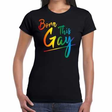 Born this gay gaypride tekst/fun shirt zwart dames prijs