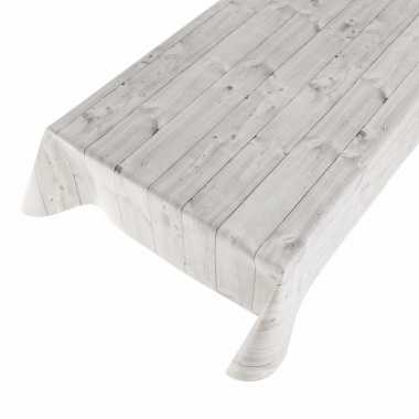 Buiten tafelkleed zeil houten planken grijs 140 x 240 cm prijs
