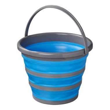 Compacte opvouwbare/inklapbare emmer blauw/grijs 10 liter camping/vis emmer prijs