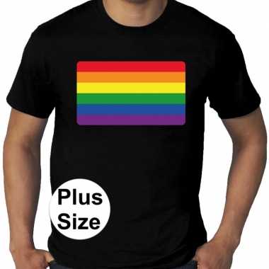 Gay pride plus size regenboog vlag t-shirt zwart heren prijs