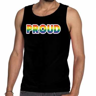 Gay pride proud tanktop zwart voor heren prijs