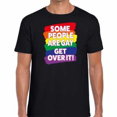 Gay pride some people are gay get over it shirt zwart heren prijs