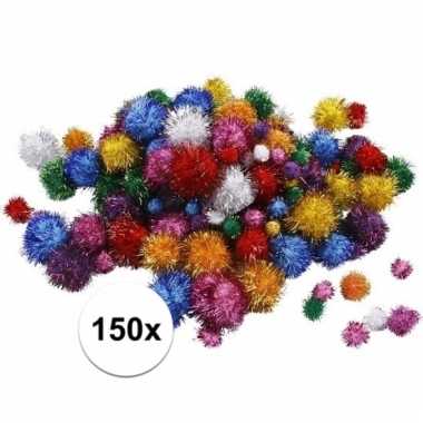 Hobby pompons 15-40 mm glitterkleuren prijs