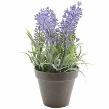 Nep planten groene lavandula lavendel kunstplanten 17 cm met zwarte p