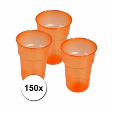 Oranje bierglazen plastic 150 stuks prijs