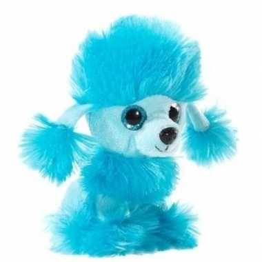 Pluche poedel honden knuffeltje blauw 15 cm prijs