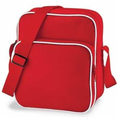 Retro schoudertasje rood/wit 10 liter prijs