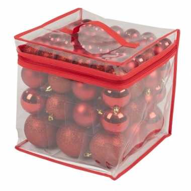 Rode kerstballen onbreekbaar 77 stuks 4 / 6 / 8 cm prijs