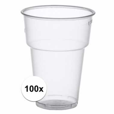 Transparante bierglazen plastic 100 stuks prijs