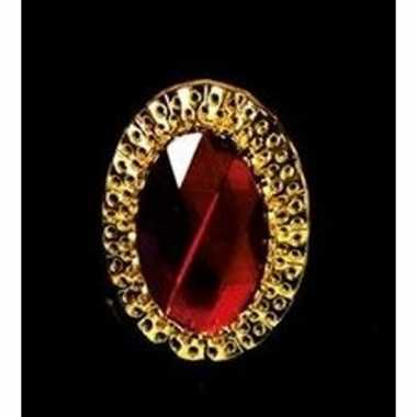 Verkleed sinterklaas ring goud/rood verstelbaar voor heren/volwassene