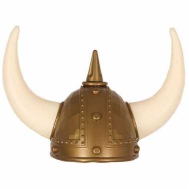 Vikinghelm goud met witte hoorns prijs