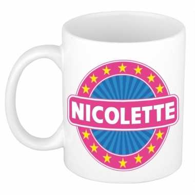 Voornaam nicolette koffie/thee mok of beker prijs