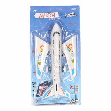 Wit met blauw speelgoed vliegtuigje 38 cm prijs