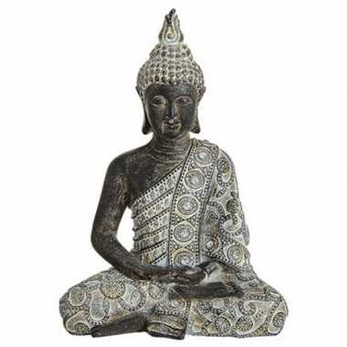 Woondecoratie boeddha beeldje grijs/zwart 24 cm prijs