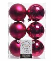 Vergelijk 12x fuchsia roze kerstballen van kunststof 8 cm prijs