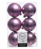 Vergelijk 18x lila paarse kerstballen van kunststof 8 cm prijs