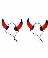 Vergelijk 2x rode duivel hoorntjes aan elastiek prijs