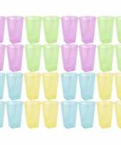 Vergelijk 32x gekleurde plastic water limonade glazen 170 ml prijs