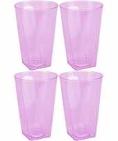 Vergelijk 4x roze plastic water limonade glazen 170 ml prijs