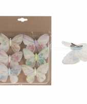 Vergelijk 6x deco vlinders op clip gekleurd 10 cm prijs