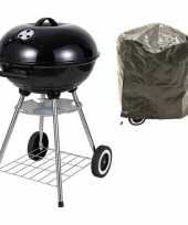 Vergelijk barbecuegrill op wielen met deksel en hoes rond zwart prijs