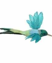 Vergelijk blauwe kolibrie vogel op clip 15 cm prijs