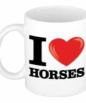 Vergelijk cadeau i love horses koffiemok beker voor paarden liefhebber 300 ml prijs